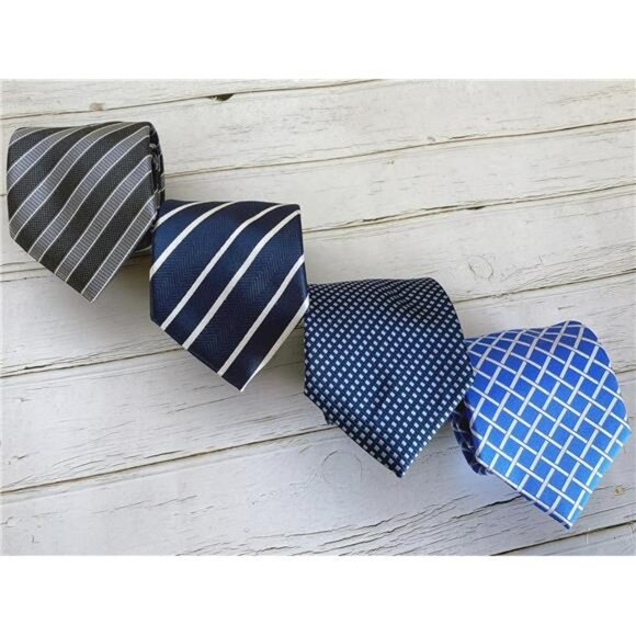 Mens Extra Long Tie Bright Blue Plaid Necktie Formal Wedding Business Gift - Picture 2 of 7